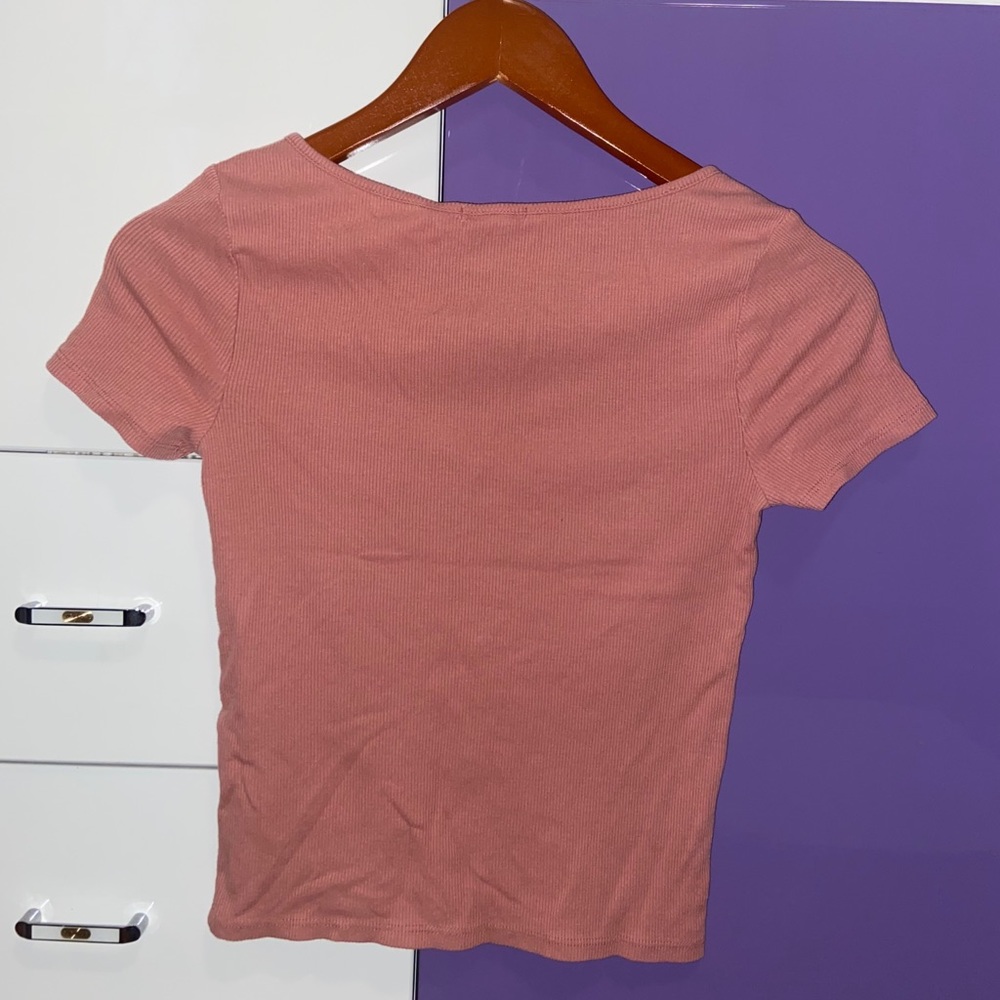 Pink Ribbed Crop Top - Picture 2 of 3